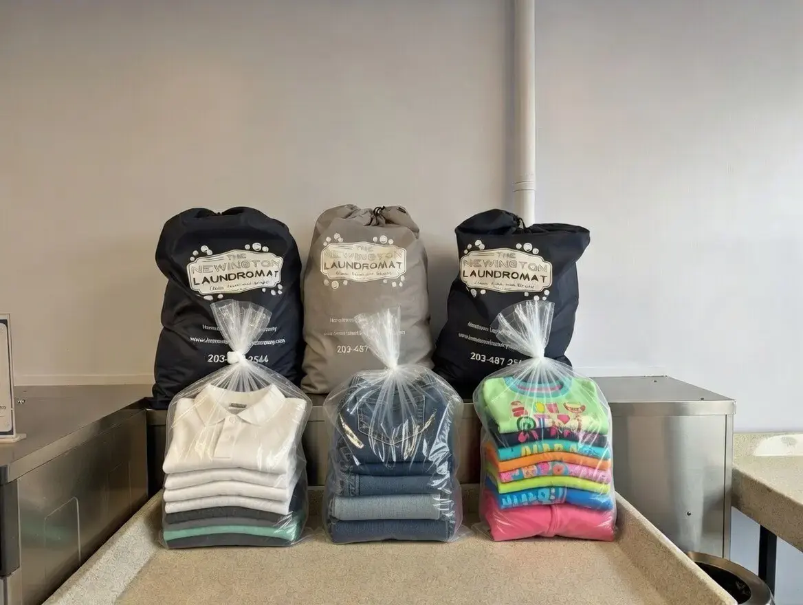 Folded Laundry In Laundromat