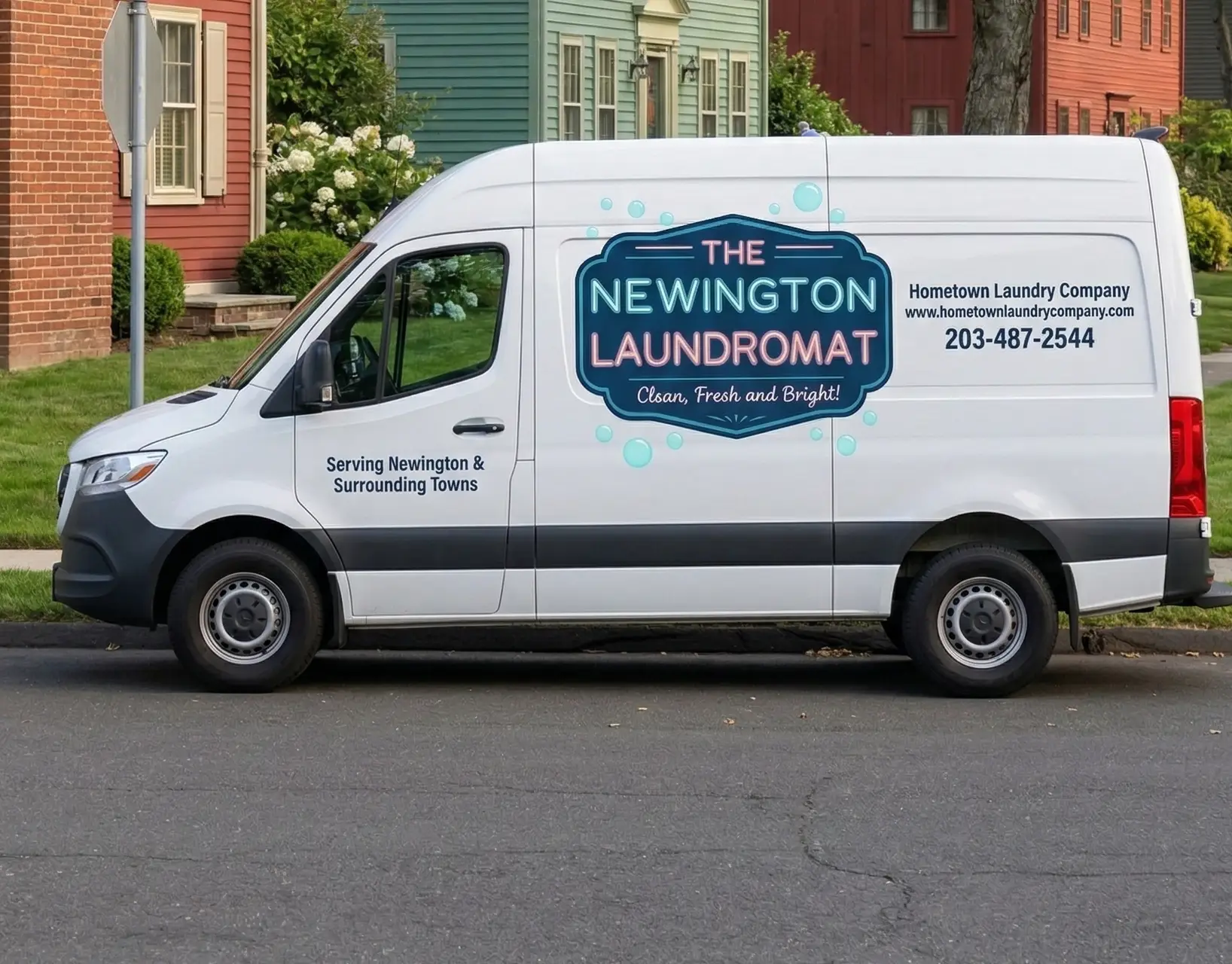 Side Angle Of The Newington Laundromat Van