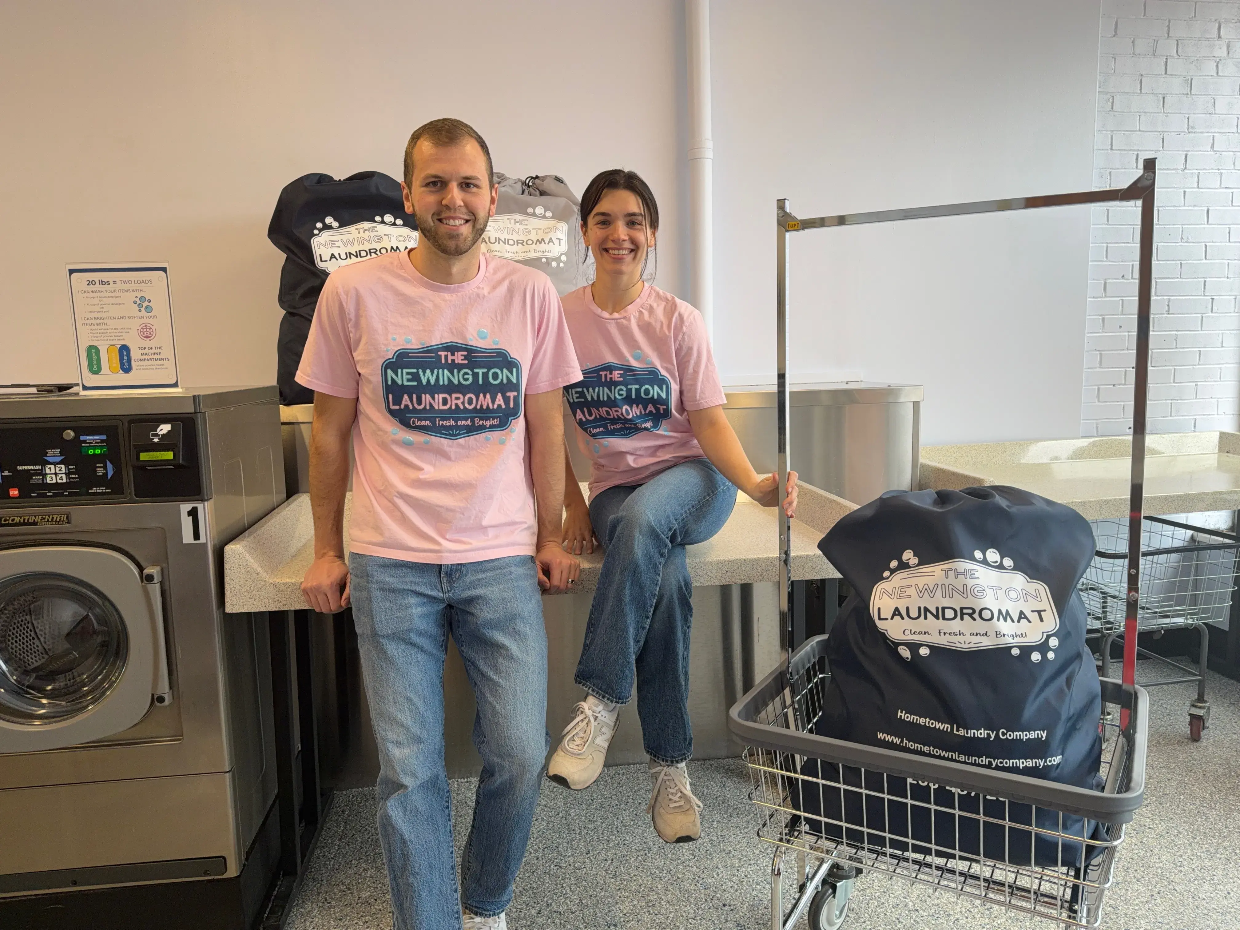 Matt & Avery Inside Lmat With Cart And Bags Of Laundry
